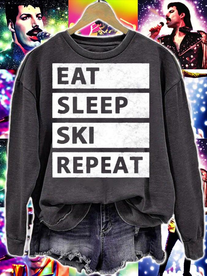 Eat Sleep Ski Repeat Funny Skiing T-Shirt t-shirt sweatshirt
