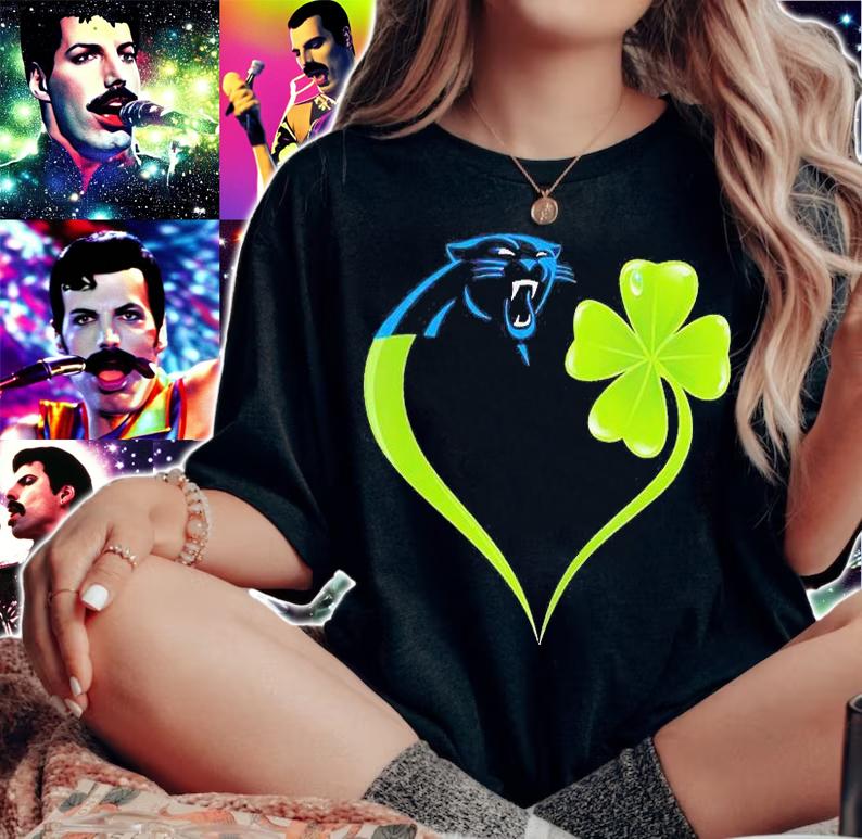 Carolina Panthers Shamrock Heart St Patrick's Day T-Shirt t-shirt woman shirt