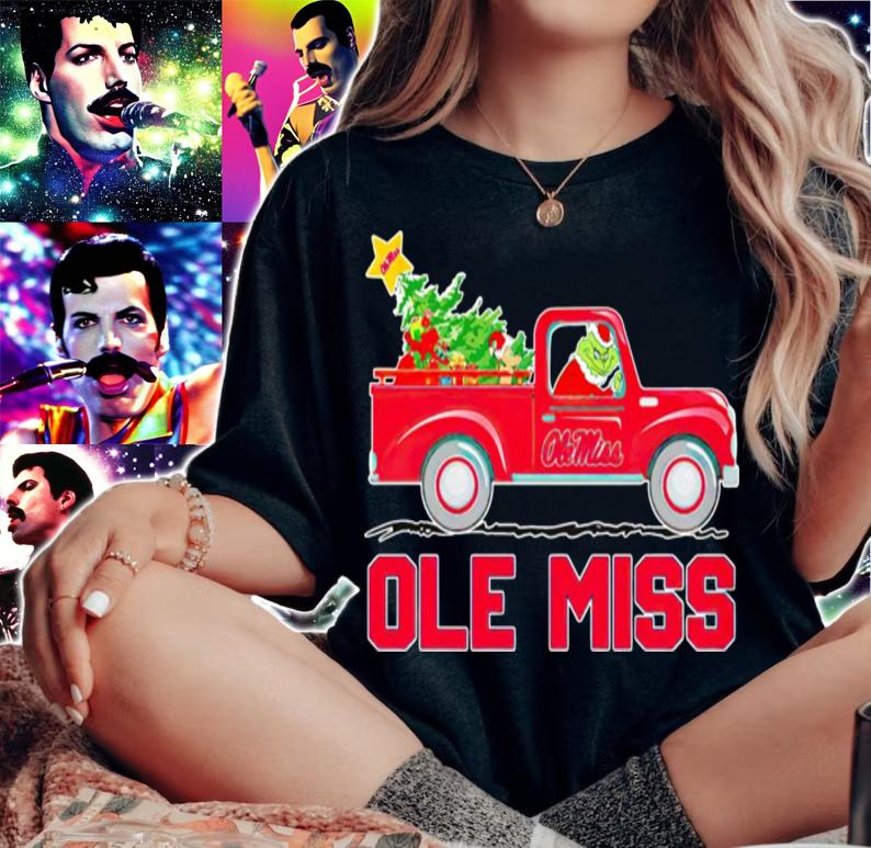 Ole Miss Grinch Driving Truck Ole Miss Rebels Christmas t-shirt