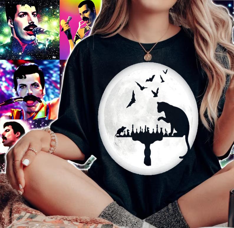 Cat Chess Moon T-Shirt woman shirt