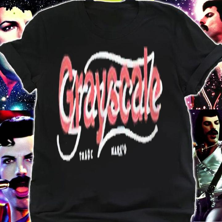 Grayscale signature stacked script T-shirt