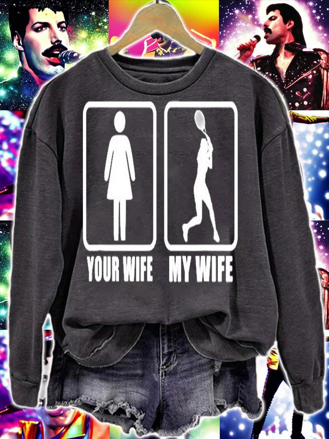 Mens Your Wife My Wife Spouse Husband Racquet Tennis T-Shirt