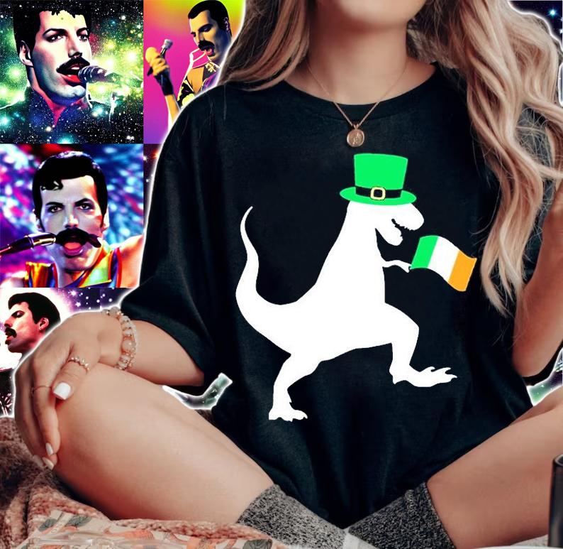 Saint Patrick's Day Dinosaur T-Rex T-Shirt woman shirt