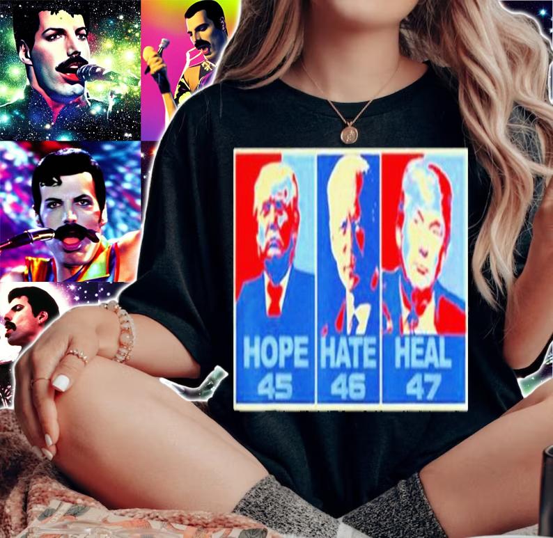 Hope 45 Hate 46 Heal 47 Anti Biden Vote Trump T-Shirt