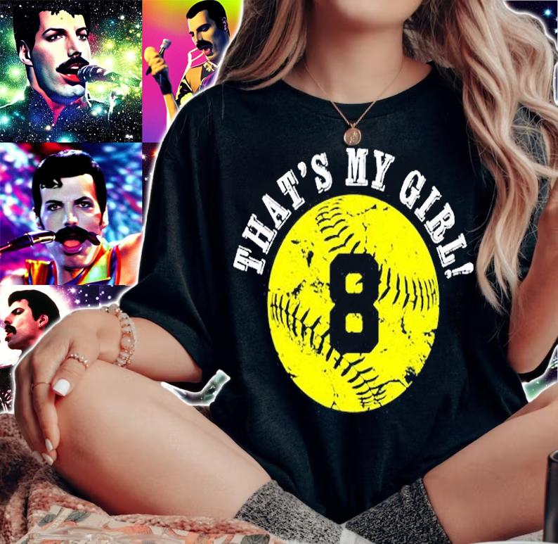 Thats My Girl #8 Softball Player Mom or Dad Gift T-Shirt woman shirt