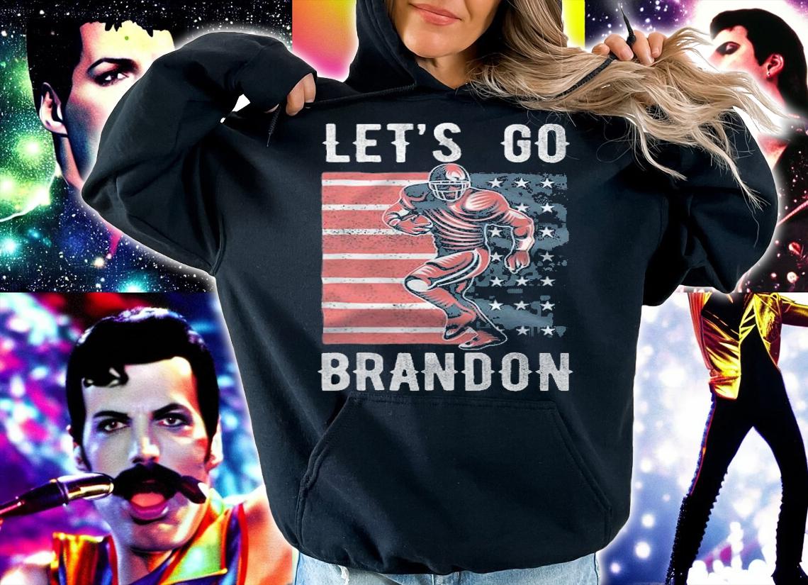 Let's Go Brandon Football Player US Flag Funny T-Shirt hoodie