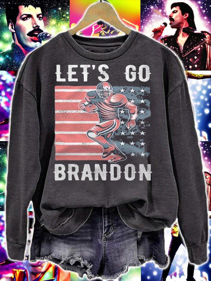 Let's Go Brandon Football Player US Flag Funny T-Shirt sweatshirt