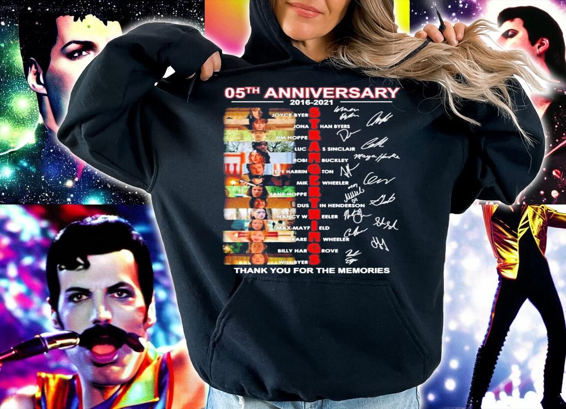 05th anniversary 2016 2021 Stranger Things thank you for the memories signatures t-shirt hoodie
