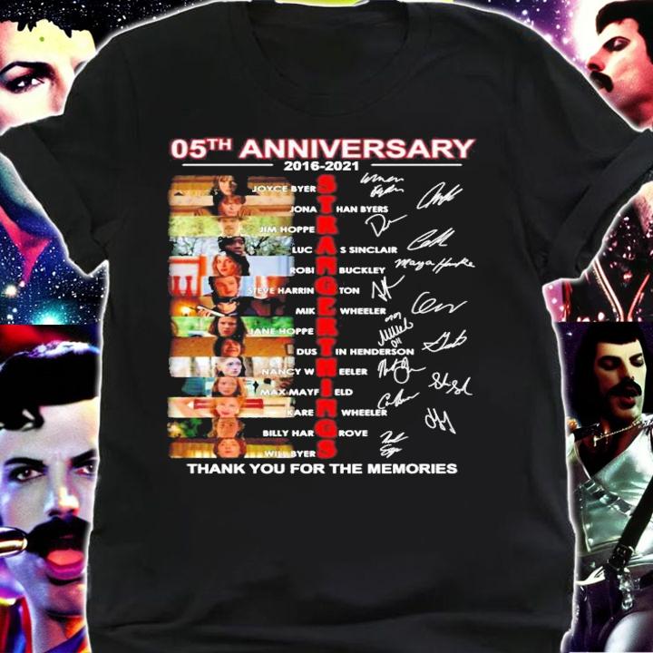 05th anniversary 2016 2021 Stranger Things thank you for the memories signatures t-shirt shirt