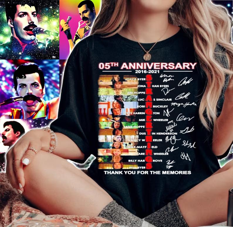 05th anniversary 2016 2021 Stranger Things thank you for the memories signatures t-shirt woman shirt