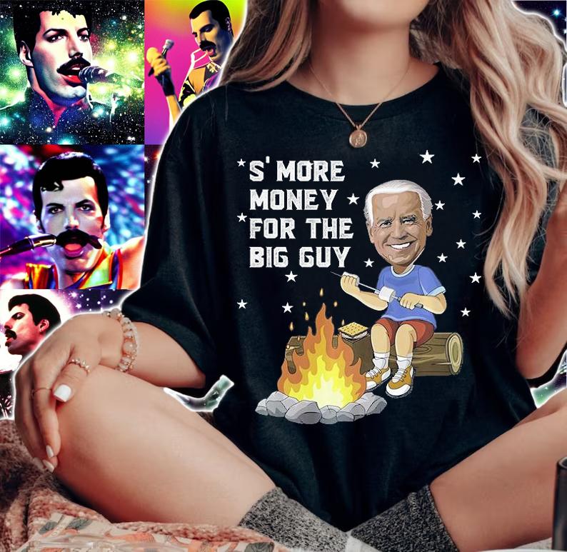 Funny Joe Biden S'more Money Camping With The Big Guy Fire T-Shirt woman shirt