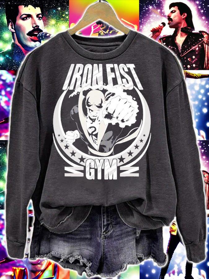 Marvel Iron Fist Gym Black And White Graphic T-Shirt sweatshirt
