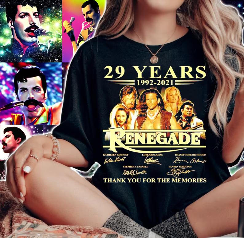 29 years 1992-2021 Renegade TV Series signatures t-shirt woman shirt