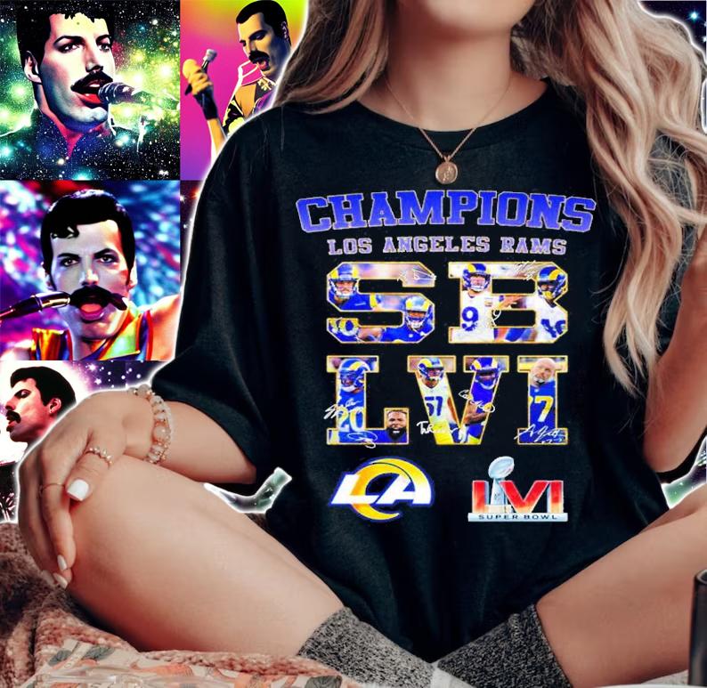 Champions Los Angeles Rams SB LVI Signatures Shirt woman shirt