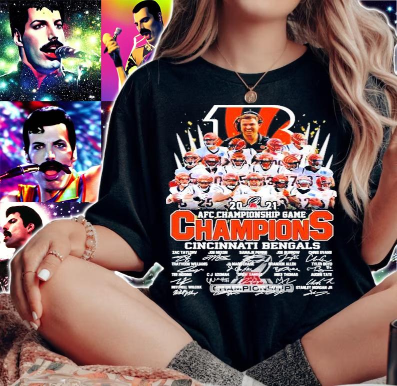 Cincinnati Bengals 2021 AFC Championship Game Champions Signatures Shirt