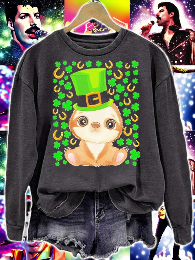Cute Sloth St Patrick's Day Hat Shamrock T-Shirt sweatshirt