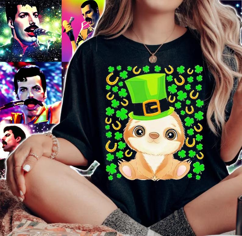 Cute Sloth St Patrick's Day Hat Shamrock T-Shirt woman shirt