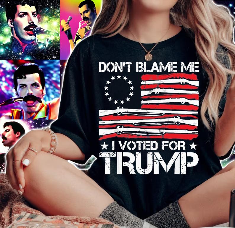 Don't Blame Me I Voted For Trump Gun Rights USA Flag T-Shirt woman shirt