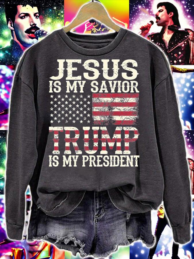 Funny American Jesus Is My Savior Trump Is My President Gift TShirt T-Shirt sweatshirt