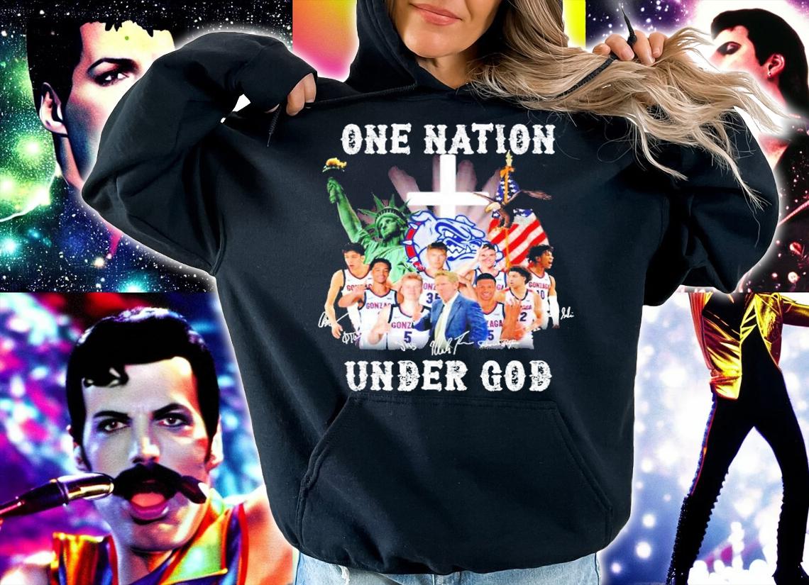 Gonzaga Bulldogs One Nation Under God Signatures Shirt hoodie