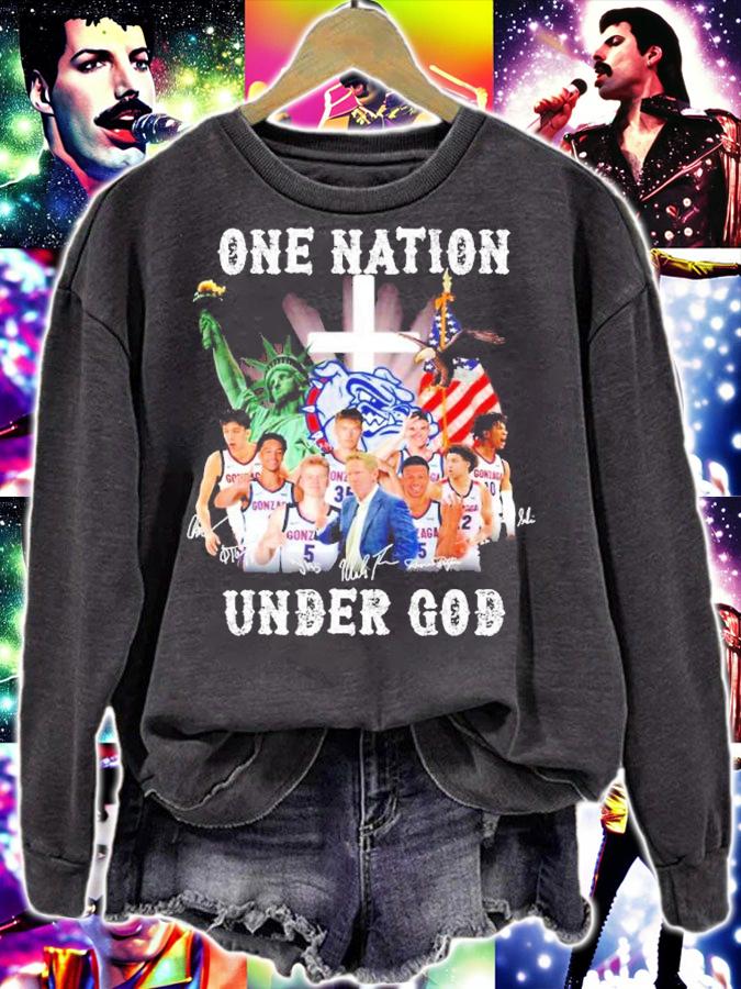 Gonzaga Bulldogs One Nation Under God Signatures Shirt sweatshirt