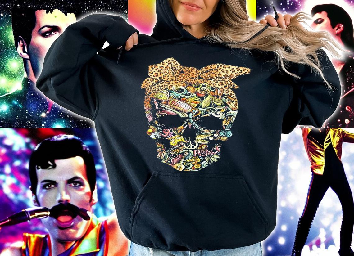Hippie Skull Leopard Bandana T-Shirt hoodie