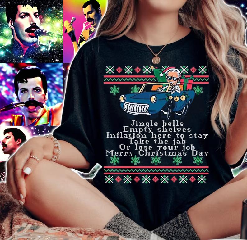 Jingle Joe Biden Funny Santa Trump Ugly Christmas T-Shirt woman shirt