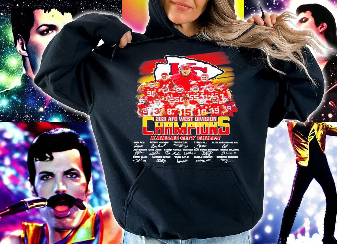 Kansas City Chiefs 2021 AFC West Division Champions signatures shirt hoodie