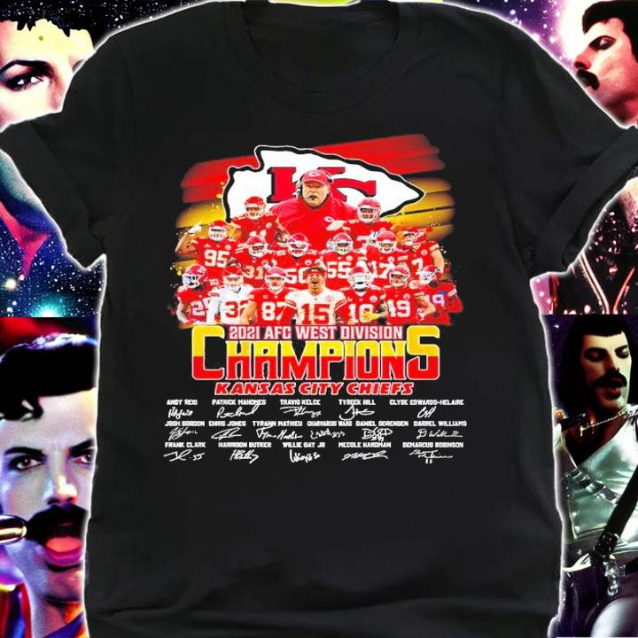 Kansas City Chiefs 2021 AFC West Division Champions signatures shirt shirt