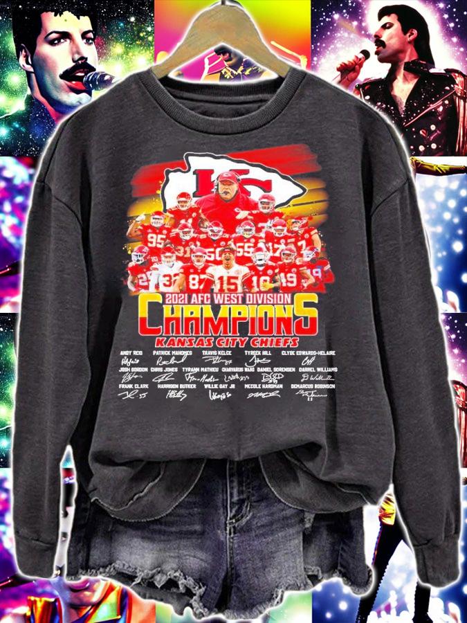 Kansas City Chiefs 2021 AFC West Division Champions signatures shirt sweatshirt