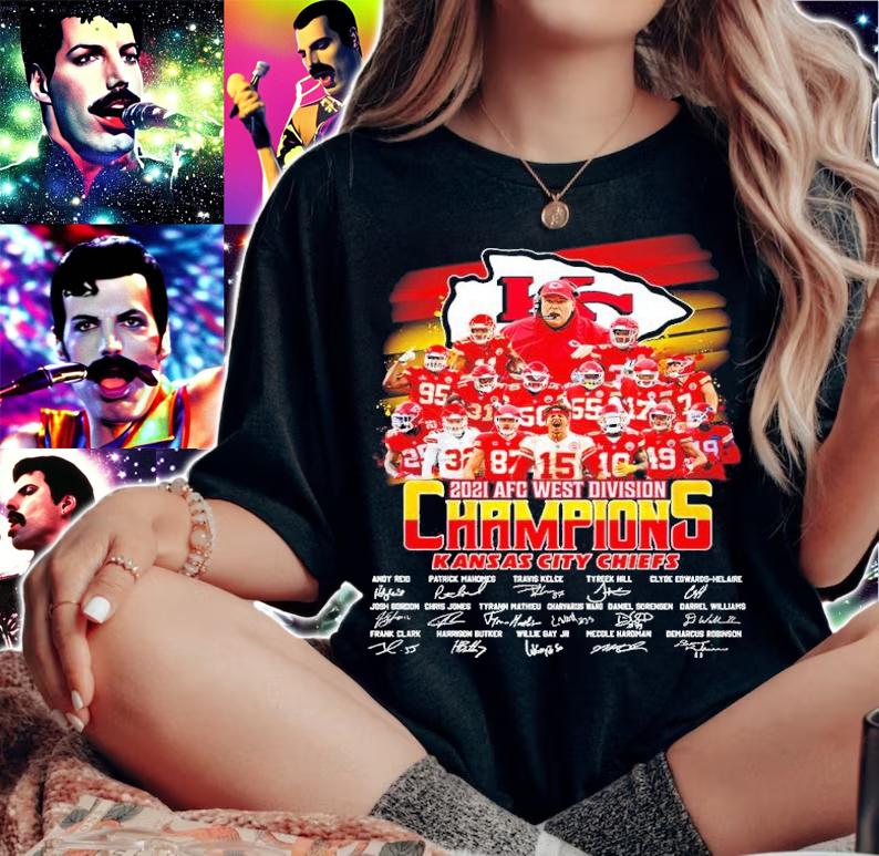 Kansas City Chiefs 2021 AFC West Division Champions signatures shirt woman shirt