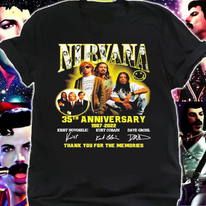 Nirvana Kurt Cobain 35th Anniversary 1987-2022 Signatures Thank You For The Memories Shirt shirt