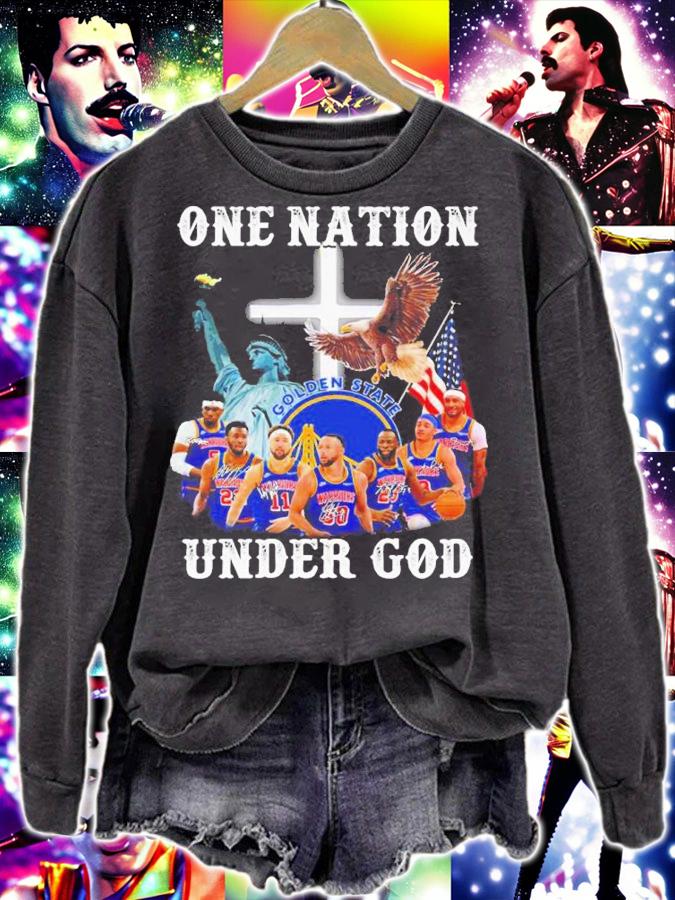 One Nation Under God Golden State Warriors Signatures Shirt sweatshirt