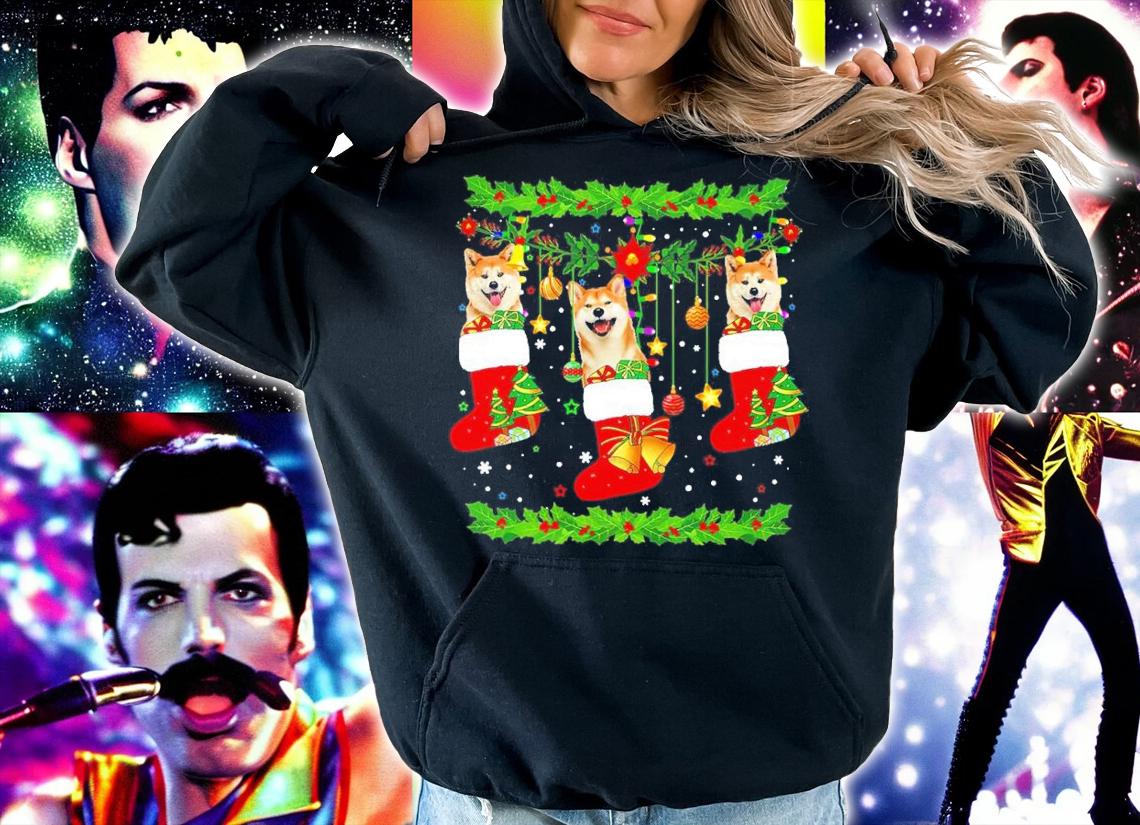 Shiba Inu In Socks Christmas Shirt hoodie