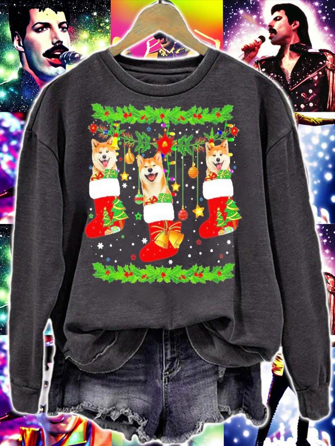 Shiba Inu In Socks Christmas Shirt sweatshirt