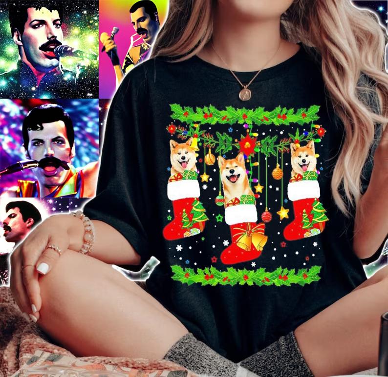 Shiba Inu In Socks Christmas Shirt woman shirt