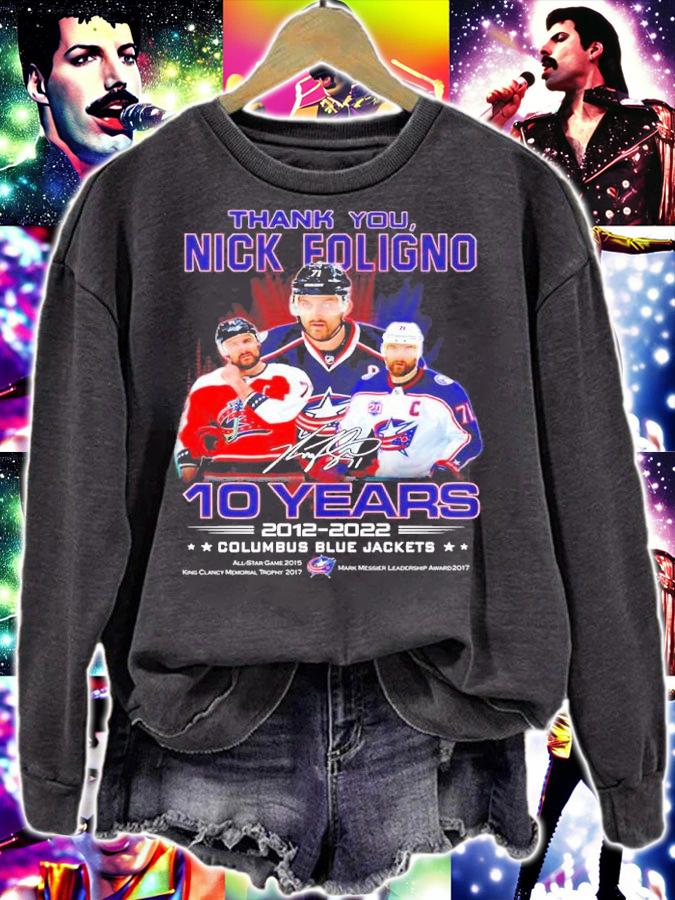 Thank You Nick Foligno 10 Years 2012-2922 Columbus Blue Jackets Signatures Shirt sweatshirt