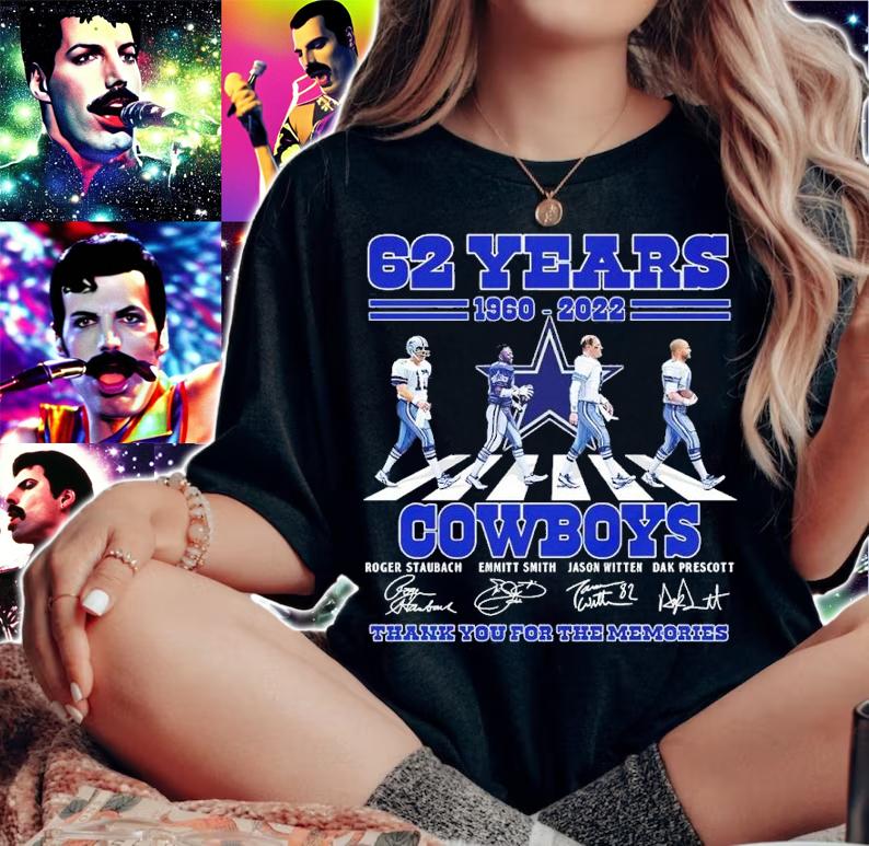 Top 62 Years 1960-2022 Cowboys Dallas Signatures Thank You For The Memories Shirt