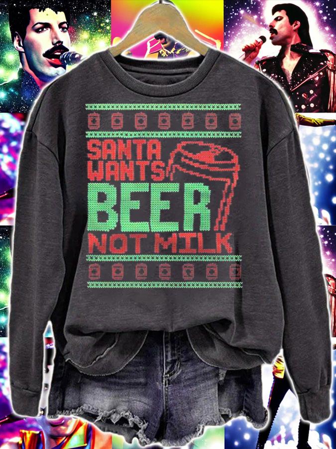 Ugly Santa wants beer not milk T-shirt sweatshirt