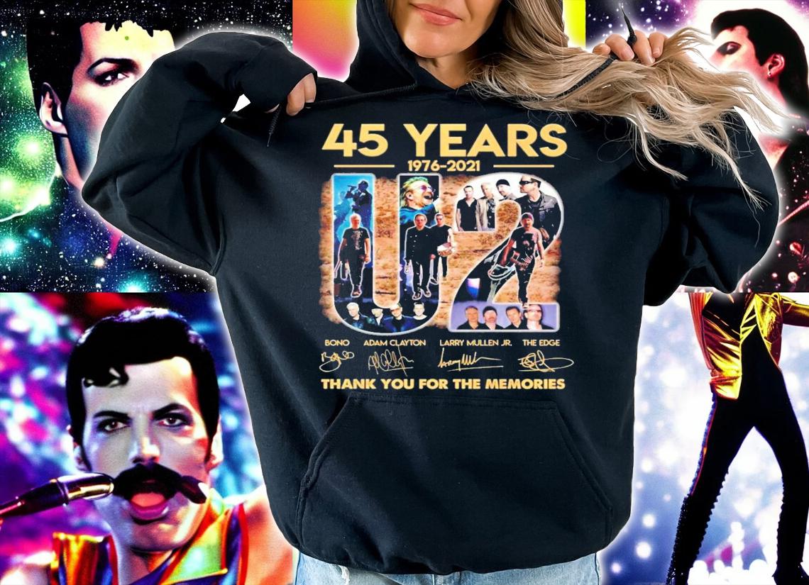 45 years 1976-2021 U2 signatures thank you for the memories shirt hoodie