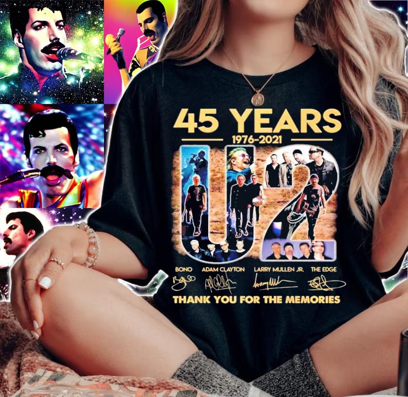 45 years 1976-2021 U2 signatures thank you for the memories shirt woman shirt