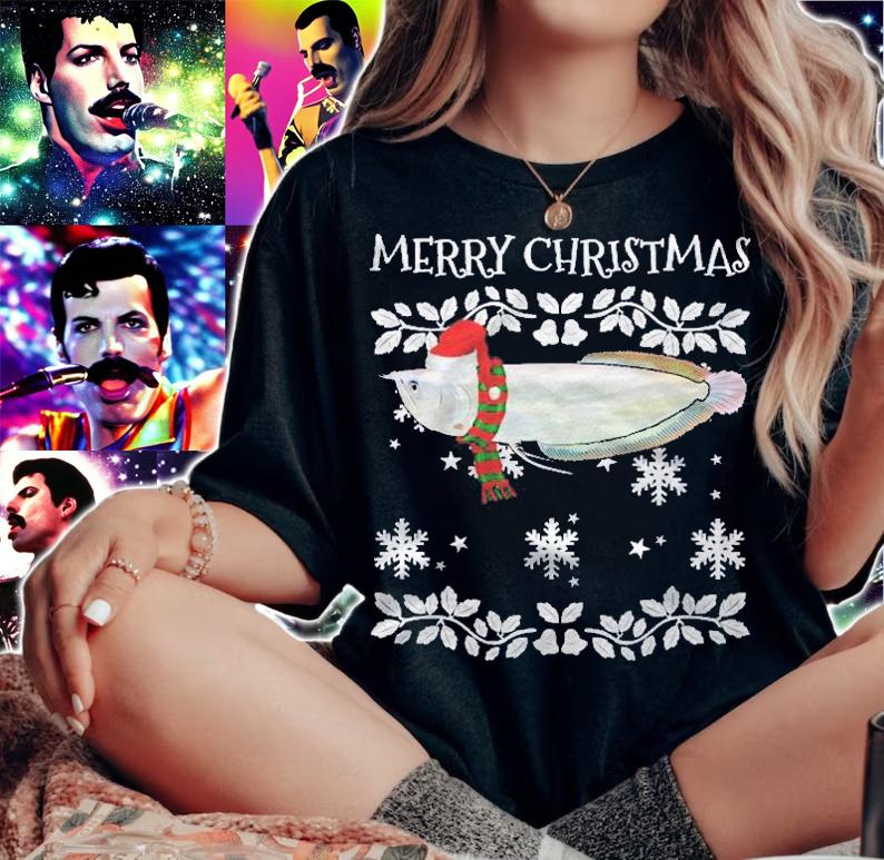 Fish Merry Christmas Ornament Arowana Ugly Xmas Shirt woman shirt