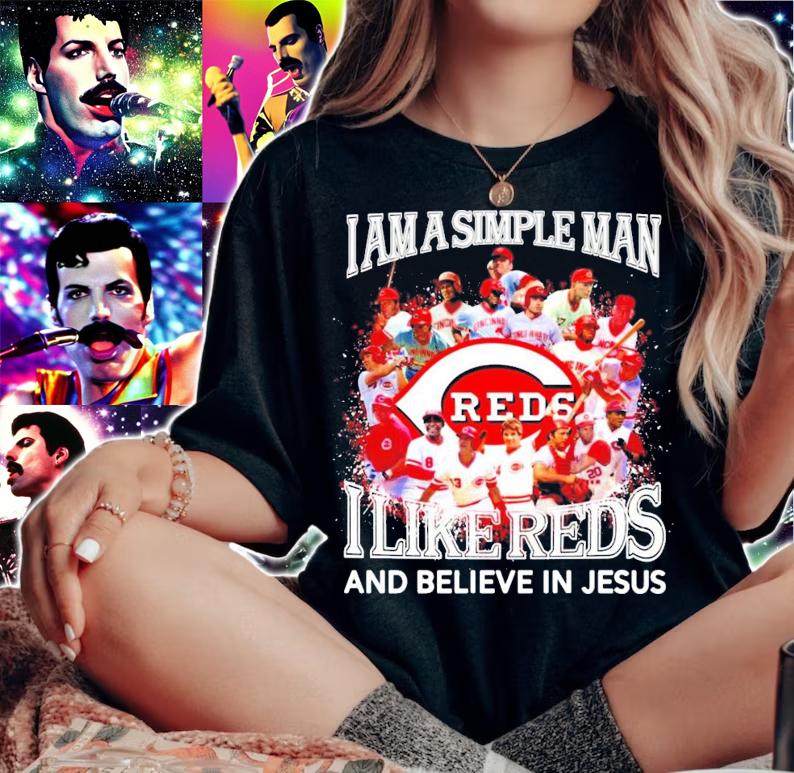 I am a simple man I like Cincinnati Reds and believe in Jesus shirt woman shirt