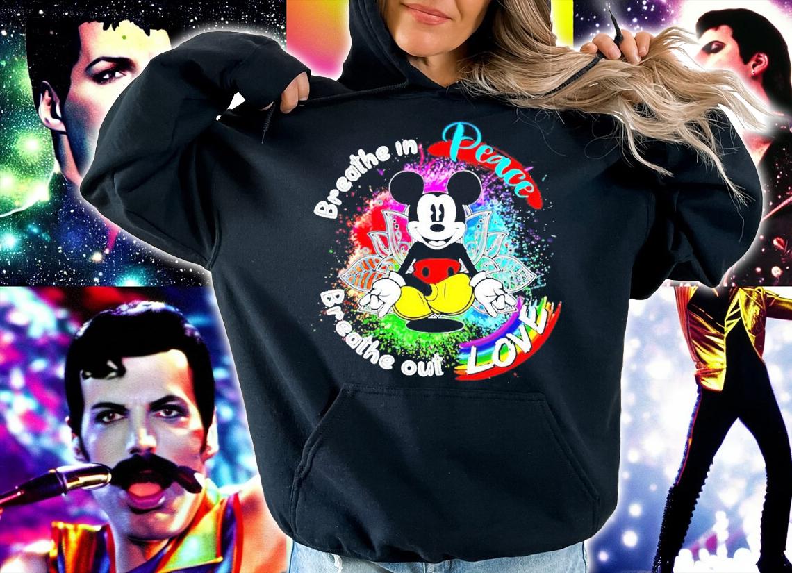 Mickey Mouse Yoga breathe in peace breathe out love shirt