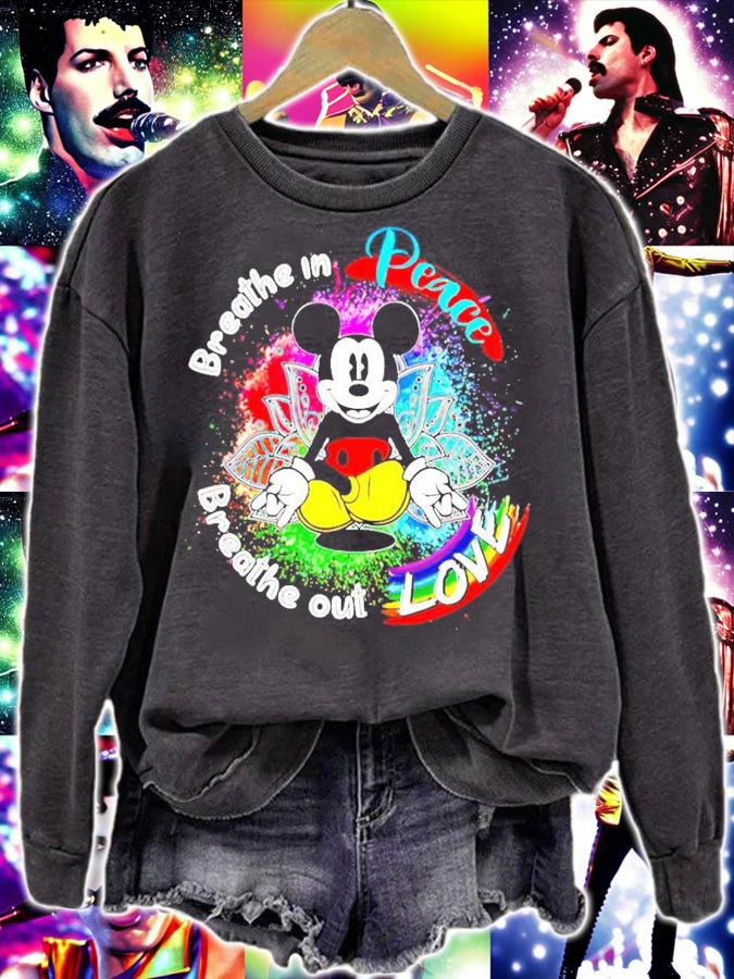 Mickey Mouse Yoga breathe in peace breathe out love shirt