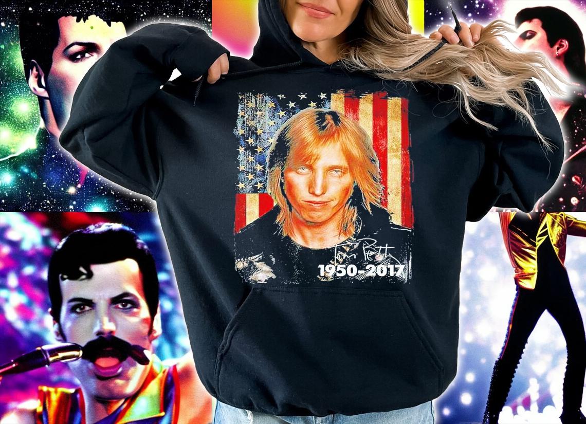 Vintage Tom Petty 1950-2017 American flag T-shirt hoodie