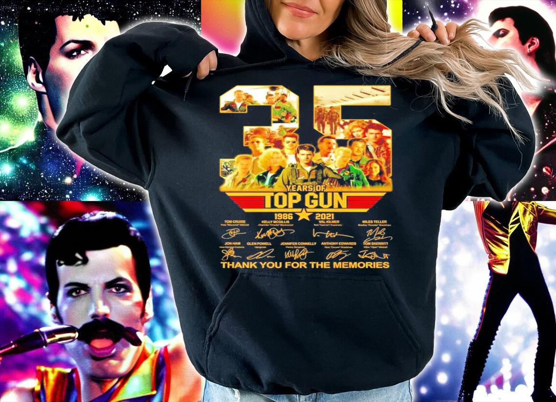 35 years of Top Gun 1986-2021 signatures thank you for the memories shirt