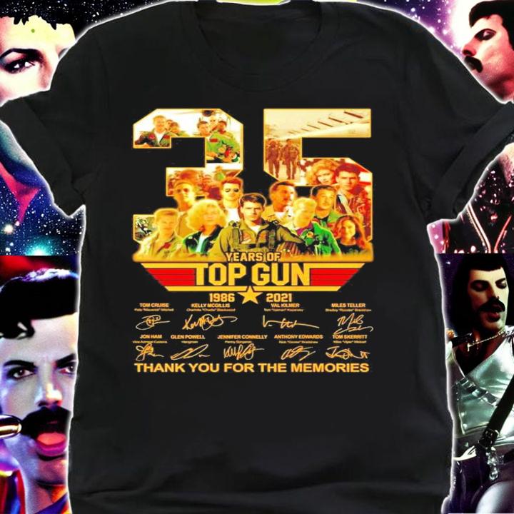 35 years of Top Gun 1986-2021 signatures thank you for the memories shirt