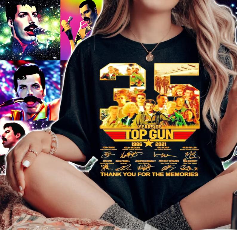 35 years of Top Gun 1986-2021 signatures thank you for the memories shirt