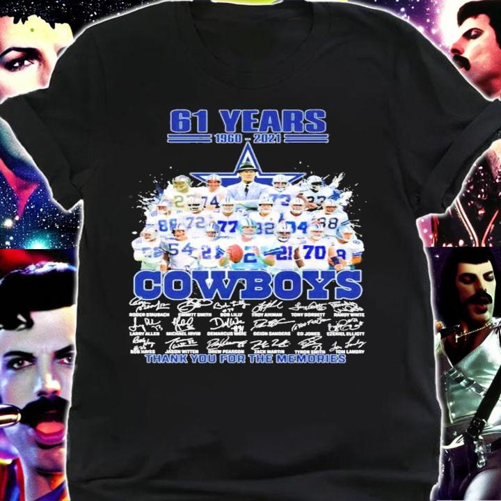 61 years 19602-2021 Dallas Cowboys signatures t-shirt